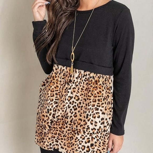 Egy California Long Sleeve Black Animal Print Tunic 3X - Picture 1 of 6